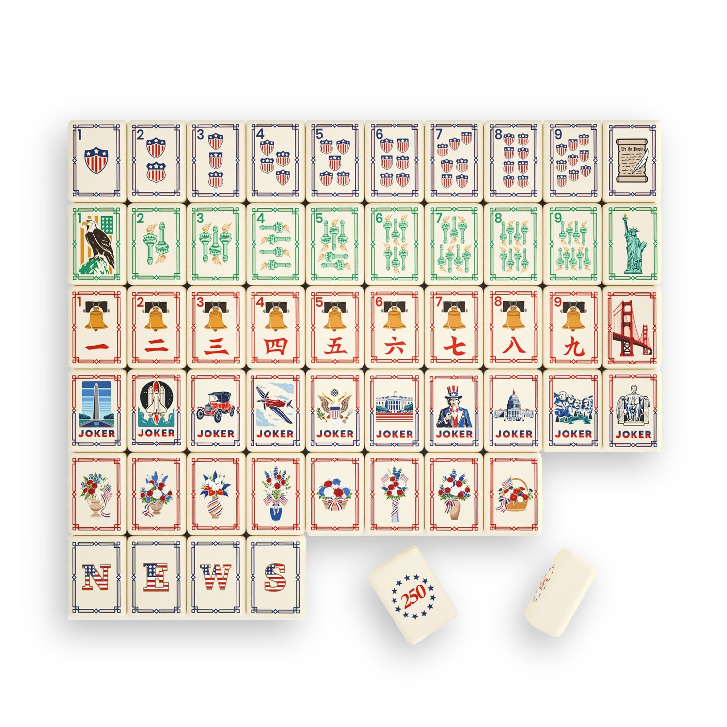The American 250 Mahjong Tile Set (PRE-ORDER FINAL BATCH)