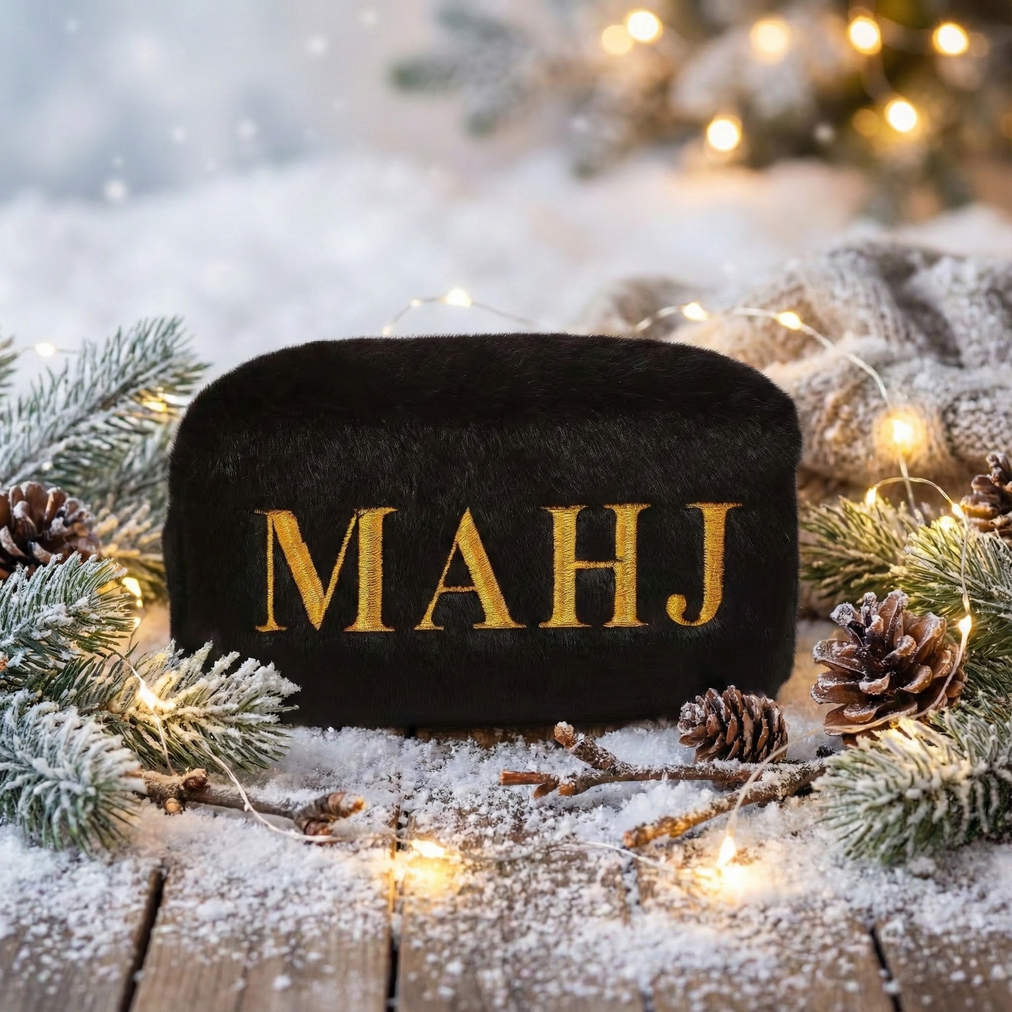 Luxe Mahjong Fur Tile Bag | Onyx Black