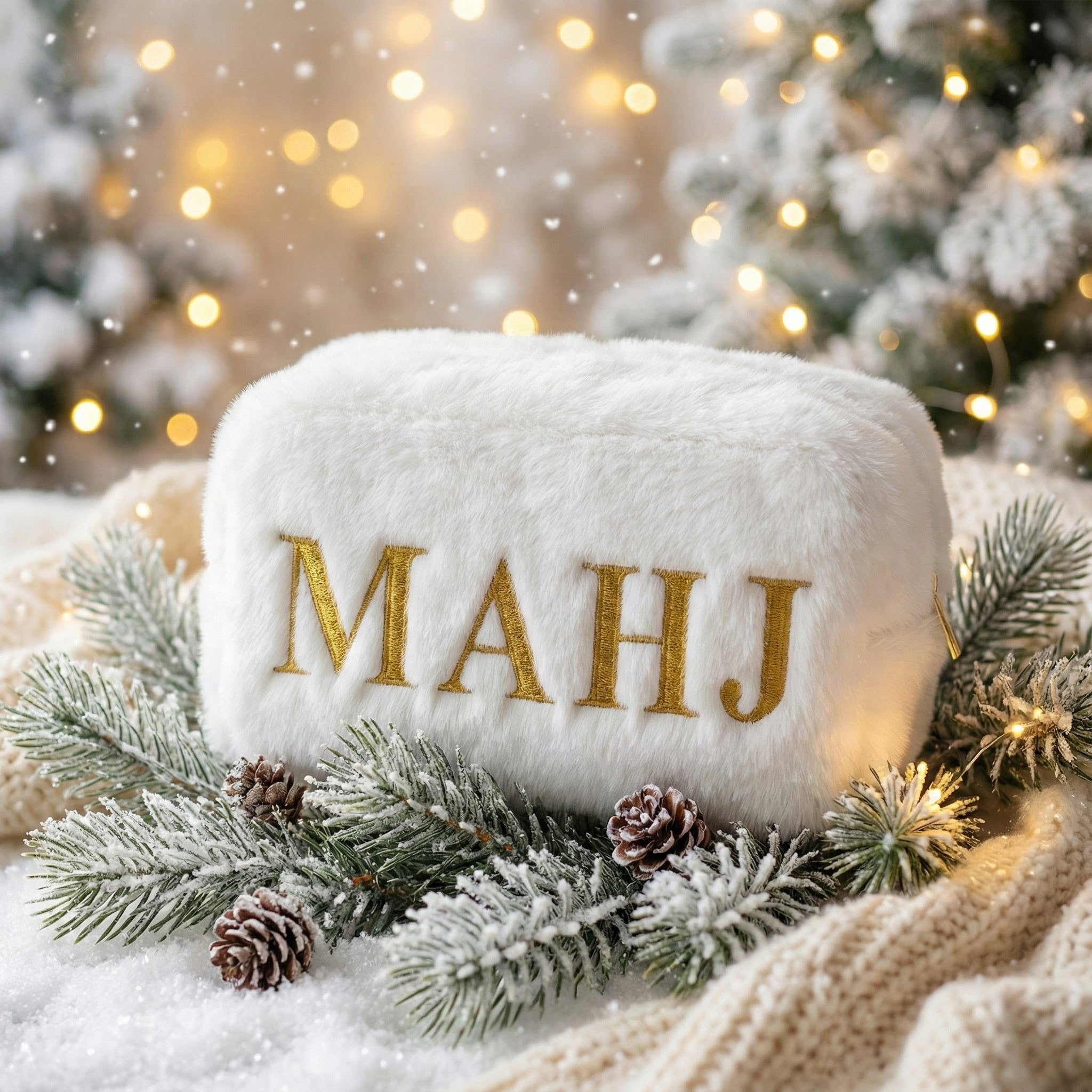 Luxe Mahjong Fur Tile Bag | Snow White