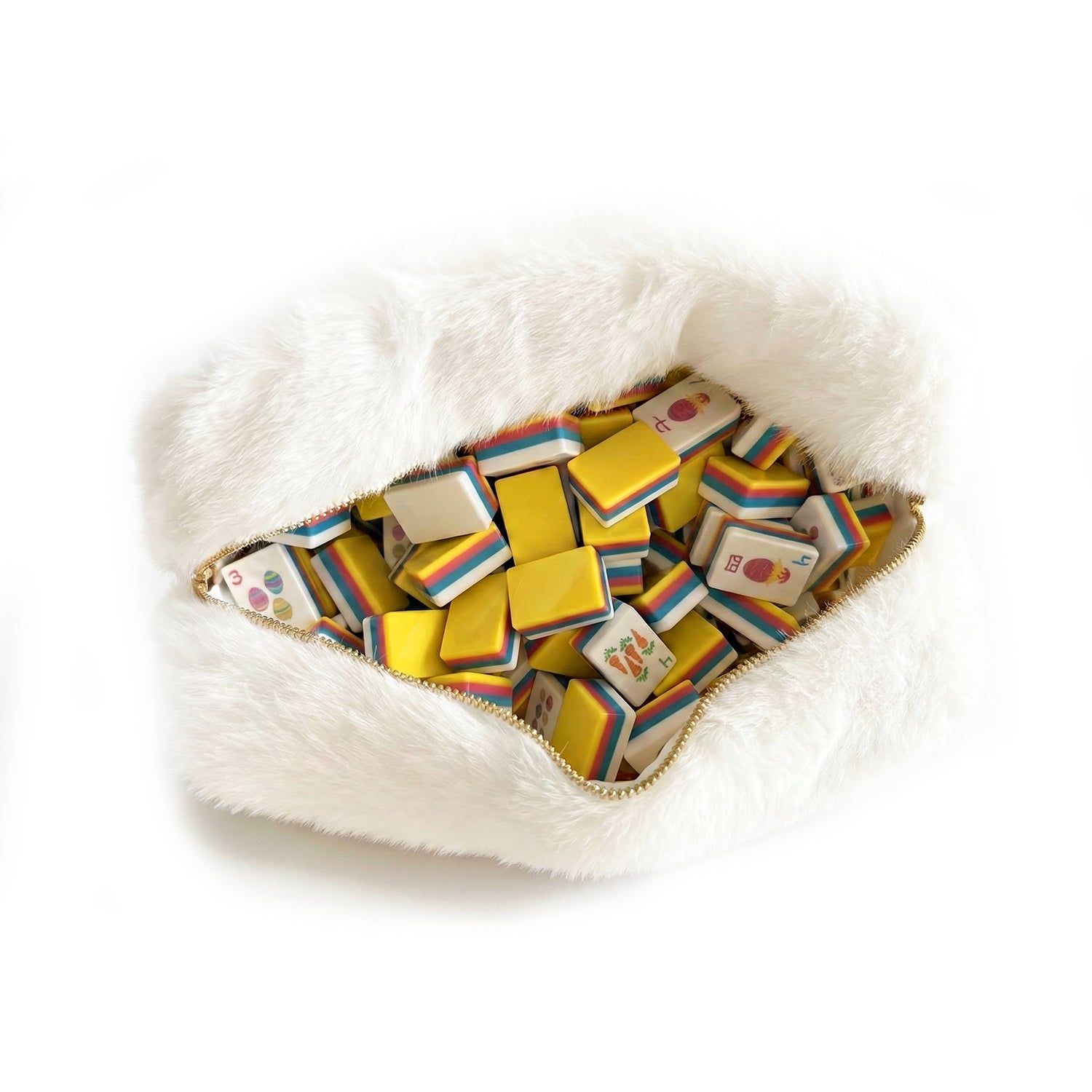 Luxe Mahjong Fur Tile Bag | Snow White