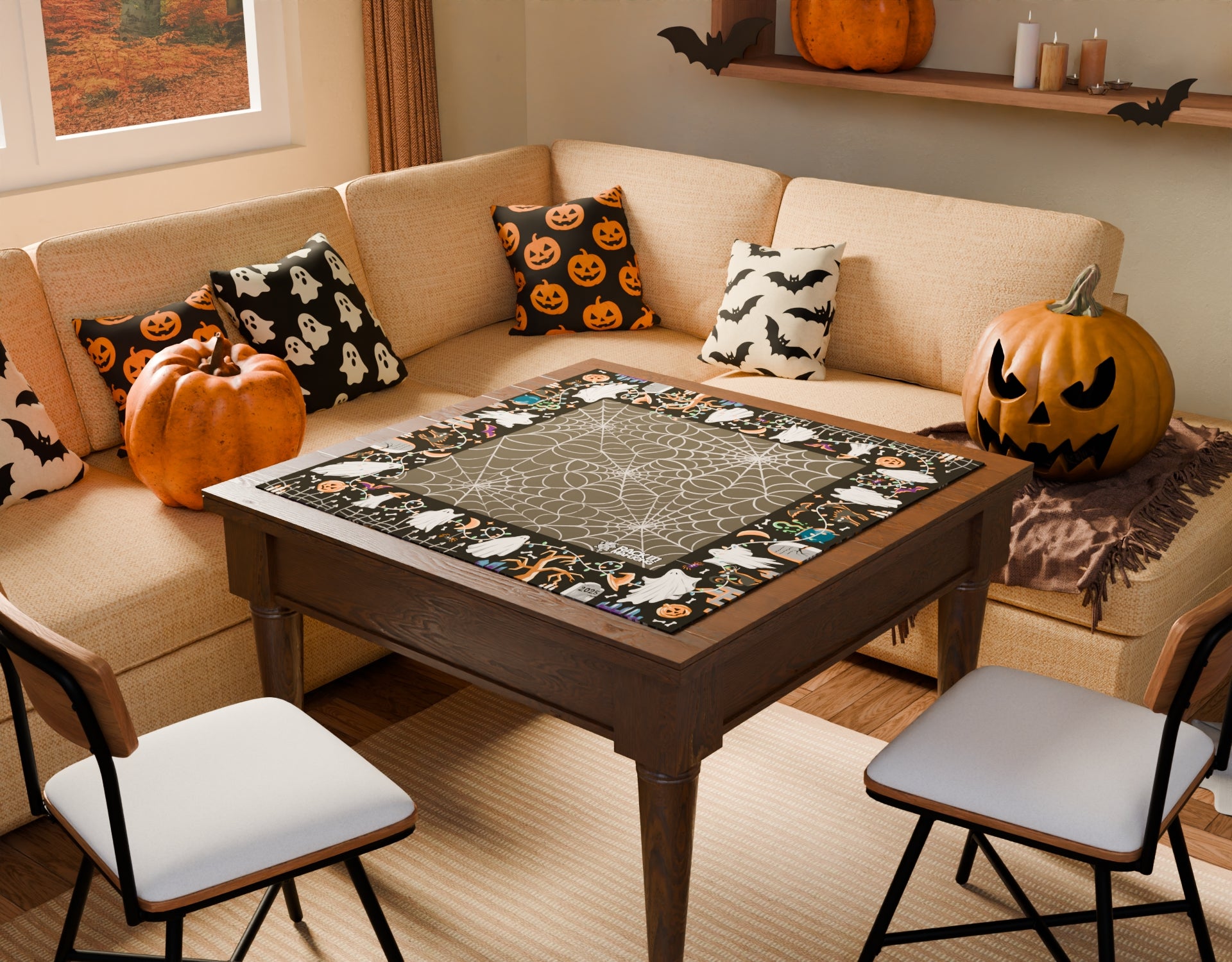Halloween themed mahjong mat