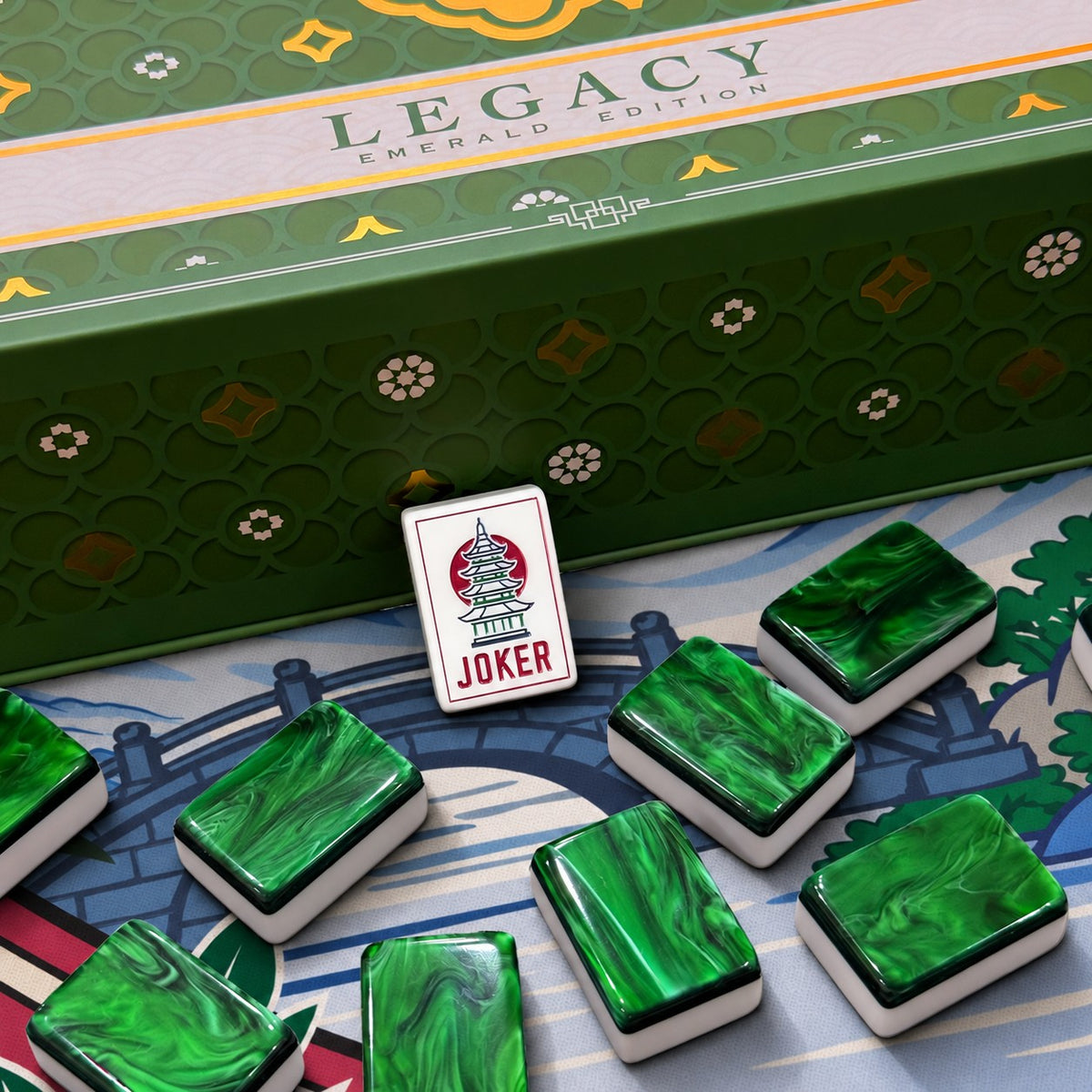 Legacy Emerald Edition box with a pagoda joker tile