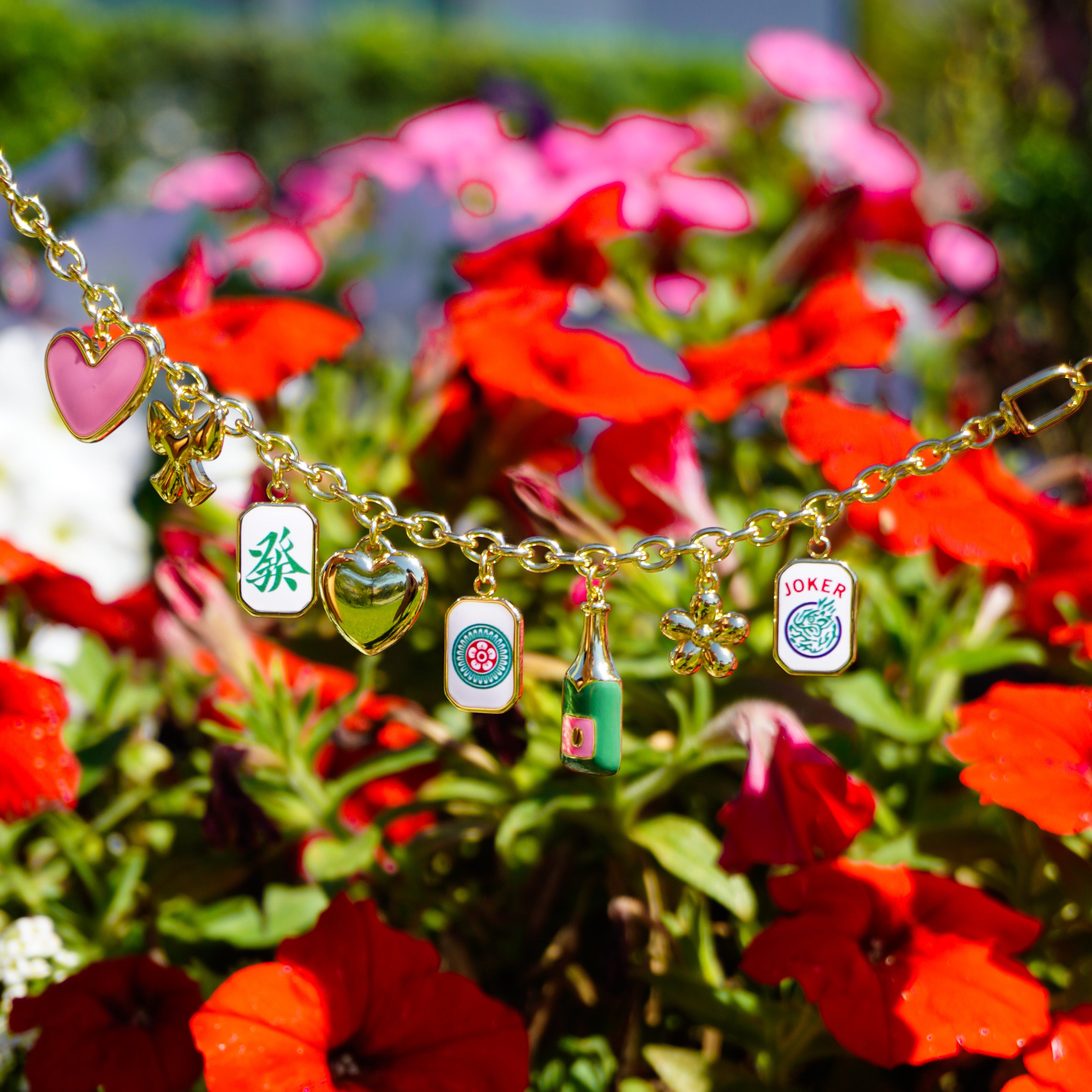 14k Gold Plated Mahjong Charm Bracelet