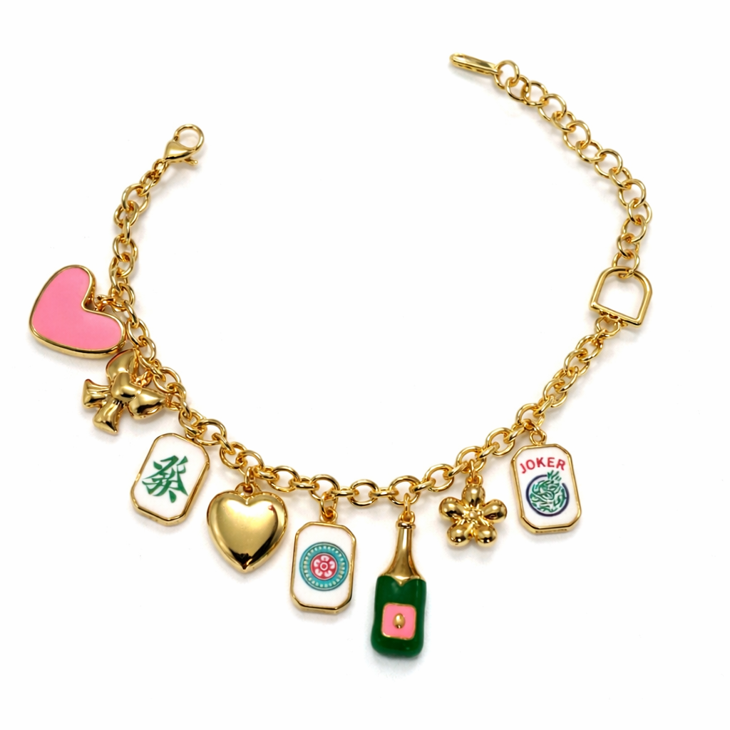 14k Gold Plated Mahjong Charm Bracelet