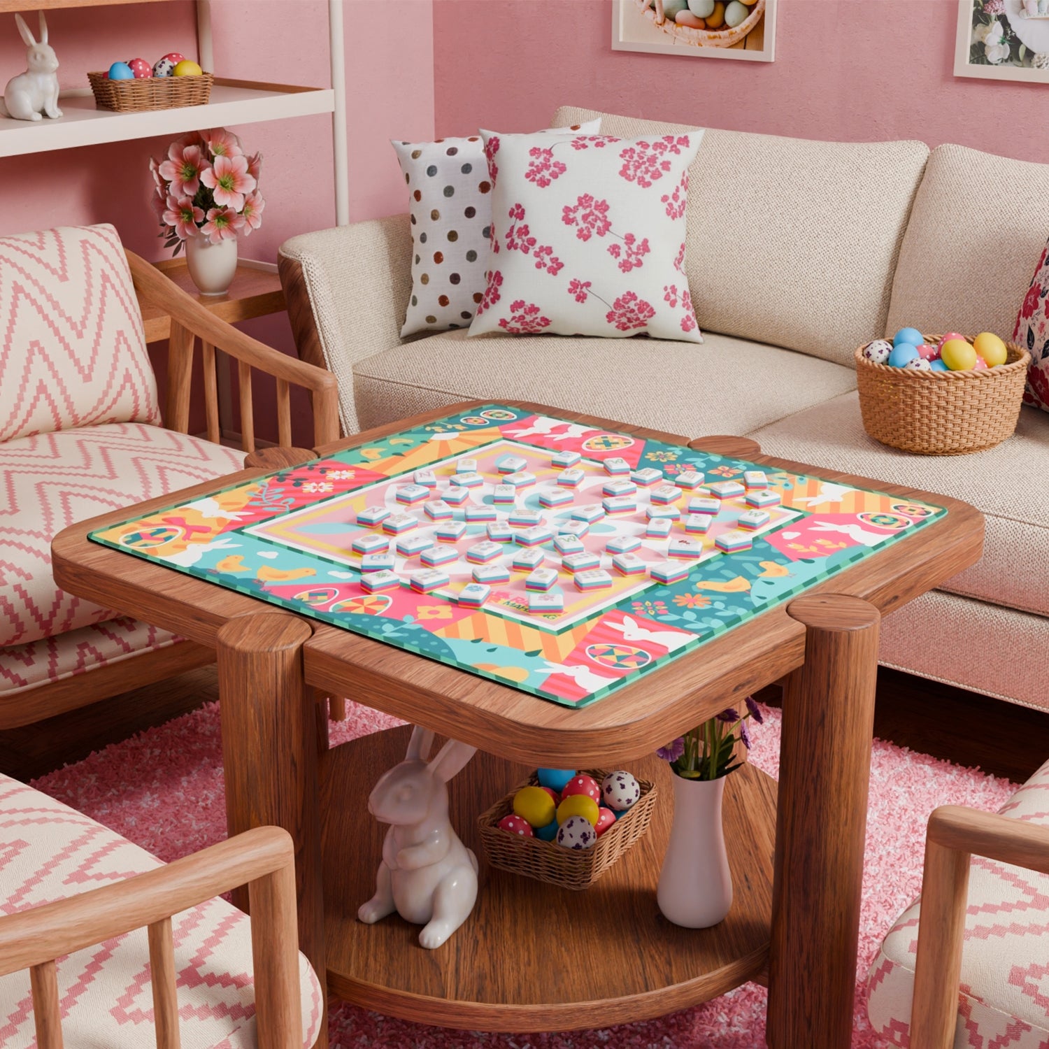 Bunny & Bloom Collection | Mahjong Tiles and Mat