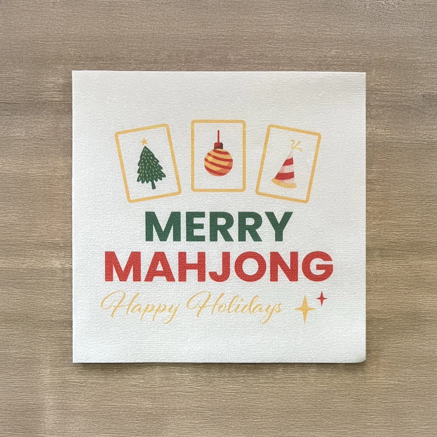 Merry Mahjong Holiday Cocktail Napkins | 5"x5" Folded Linen Feel | PRE-ORDER SHIPS IN 2-3 WEEKS